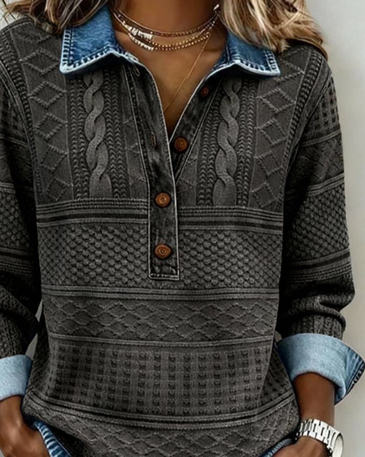 ELSIE™|TEXTURED BUTTON SWEATER