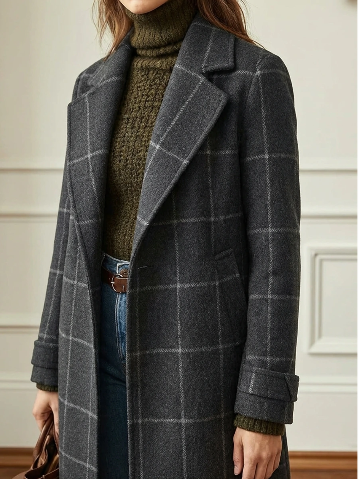 GEANNE™|ELEGANT CHECK COAT