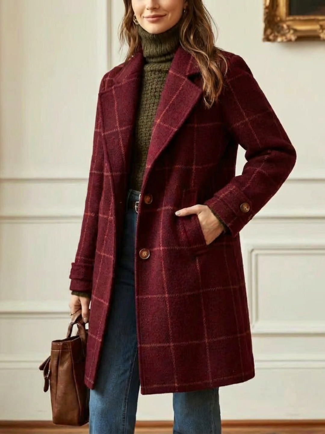 GEANNE™|ELEGANT CHECK COAT