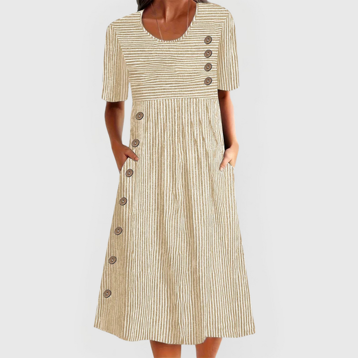 VICTORIA™|STRIPED MIDI DRESS