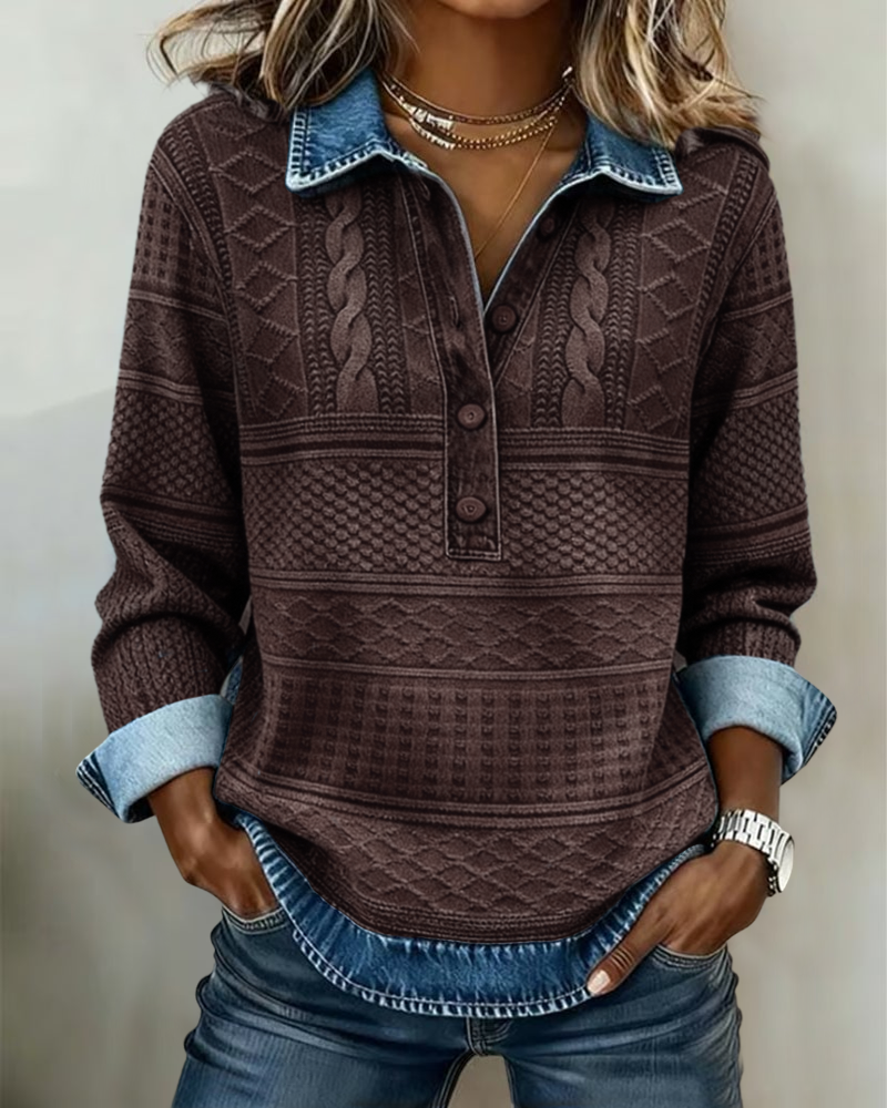 ELSIE™|TEXTURED BUTTON SWEATER