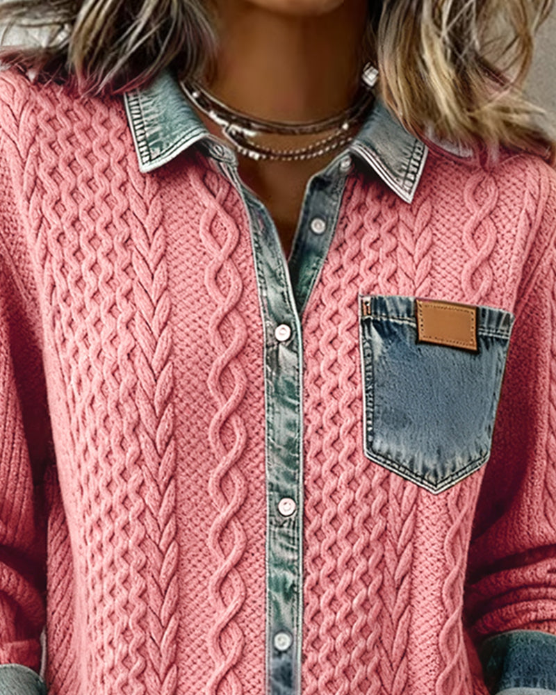 JULIANE™|CHIC PINK KNITTED POLO