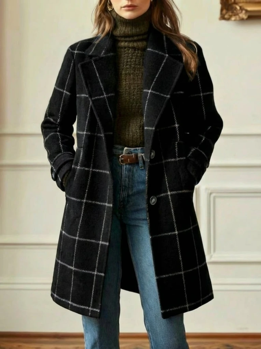 GEANNE™|ELEGANT CHECK COAT