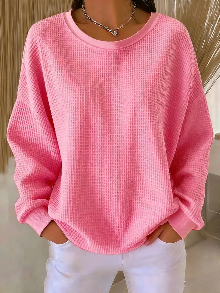ELORA™|CHIC PINK WAFFLE SWEATER