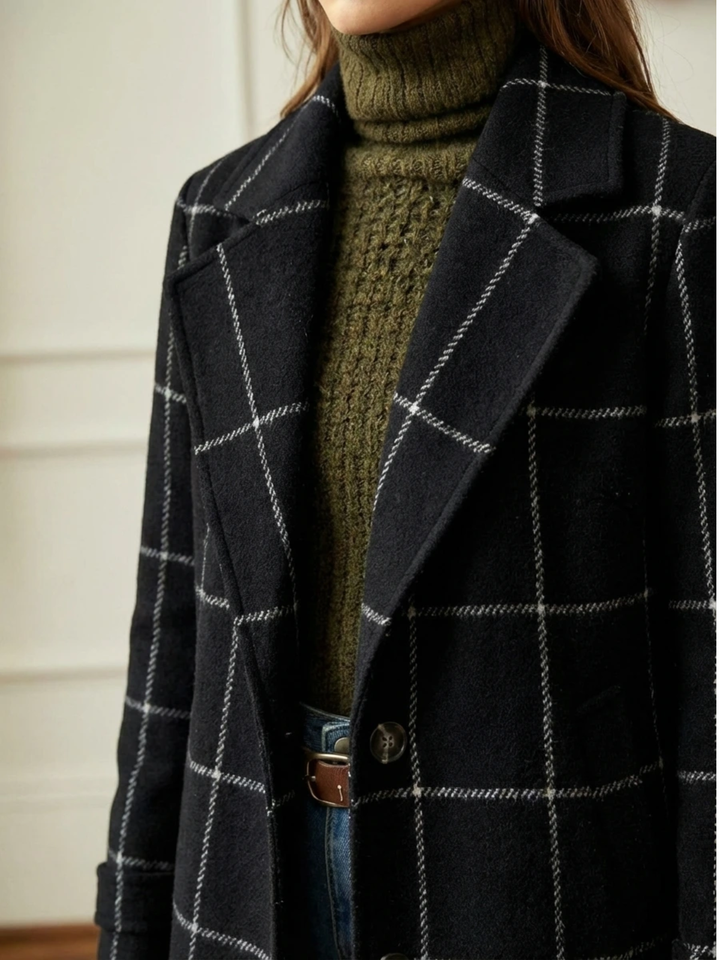 GEANNE™|ELEGANT CHECK COAT