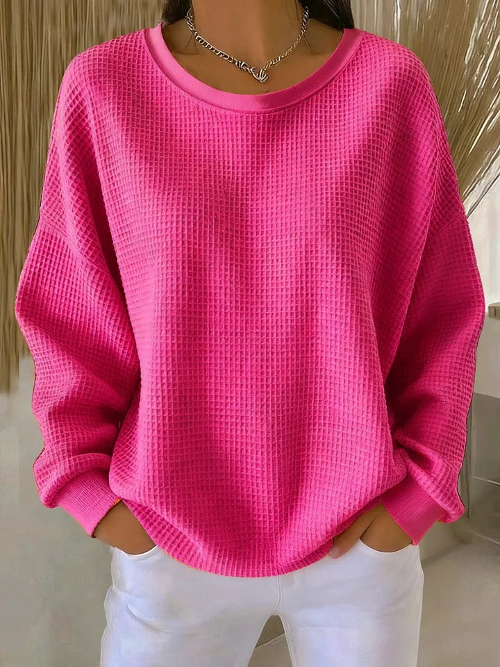 ELORA™|CHIC PINK WAFFLE SWEATER