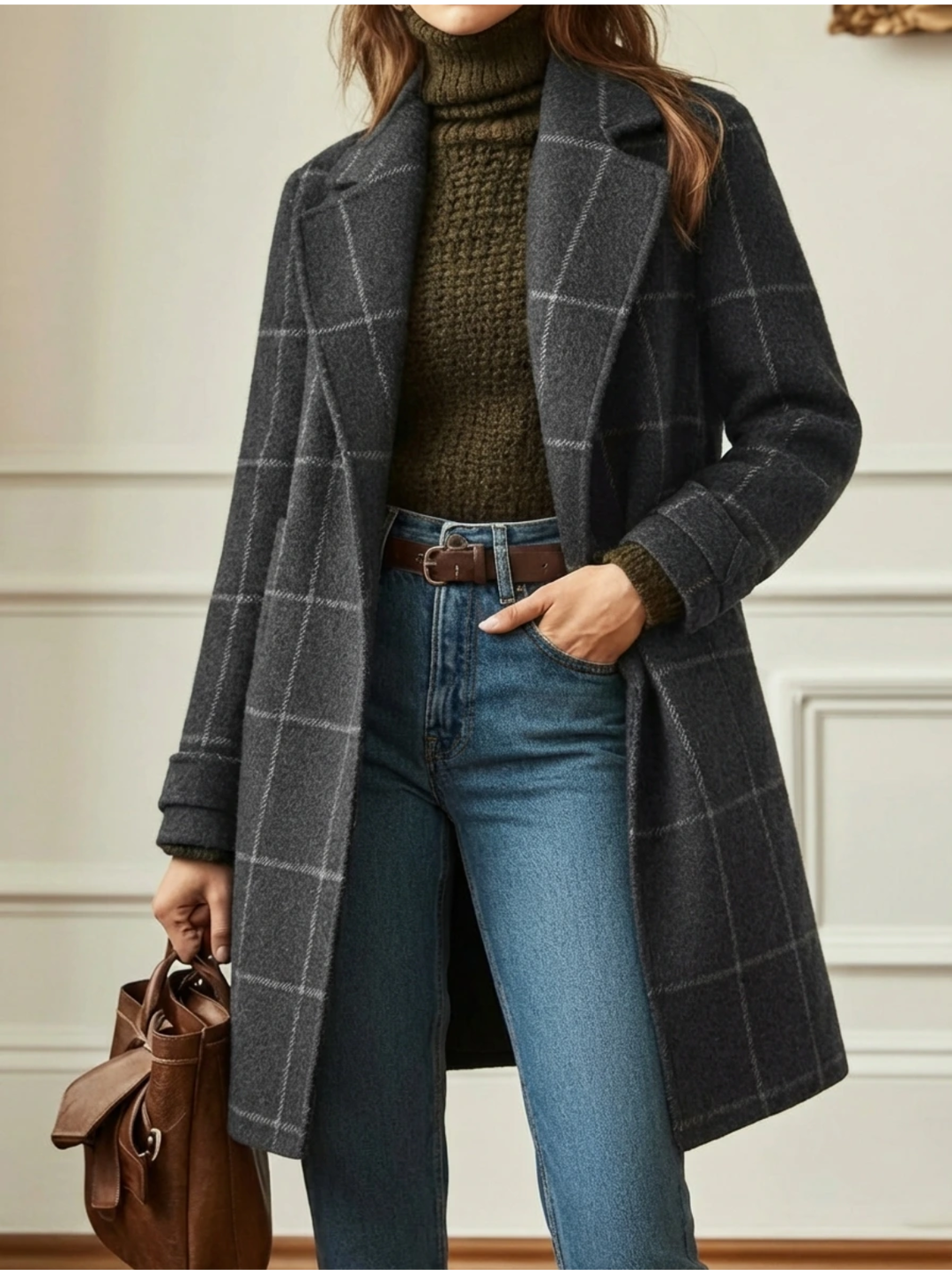 GEANNE™|ELEGANT CHECK COAT