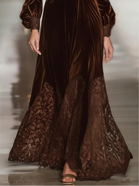 JULIET™|HIGH COLLAR LACE MAXI DRESS