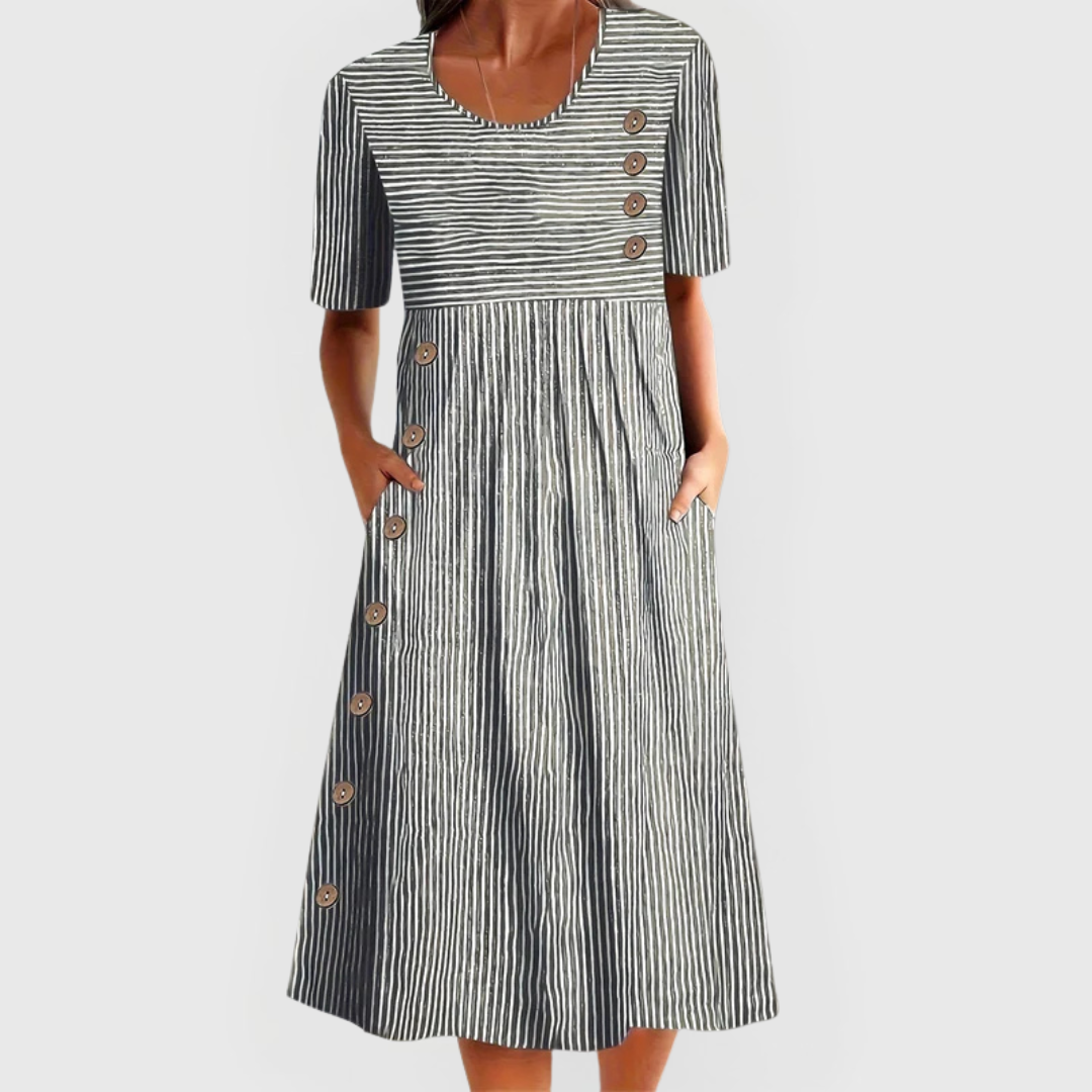 VICTORIA™|STRIPED MIDI DRESS