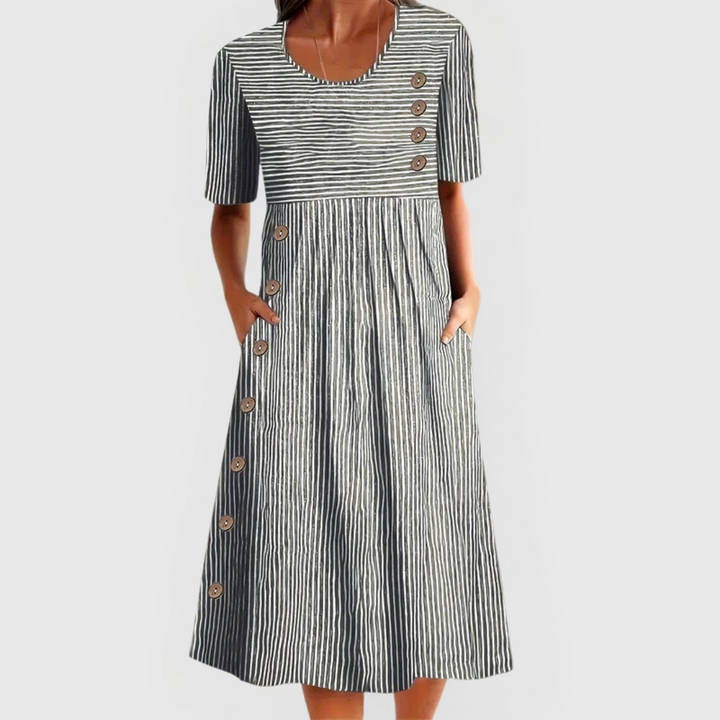 VICTORIA™|STRIPED MIDI DRESS