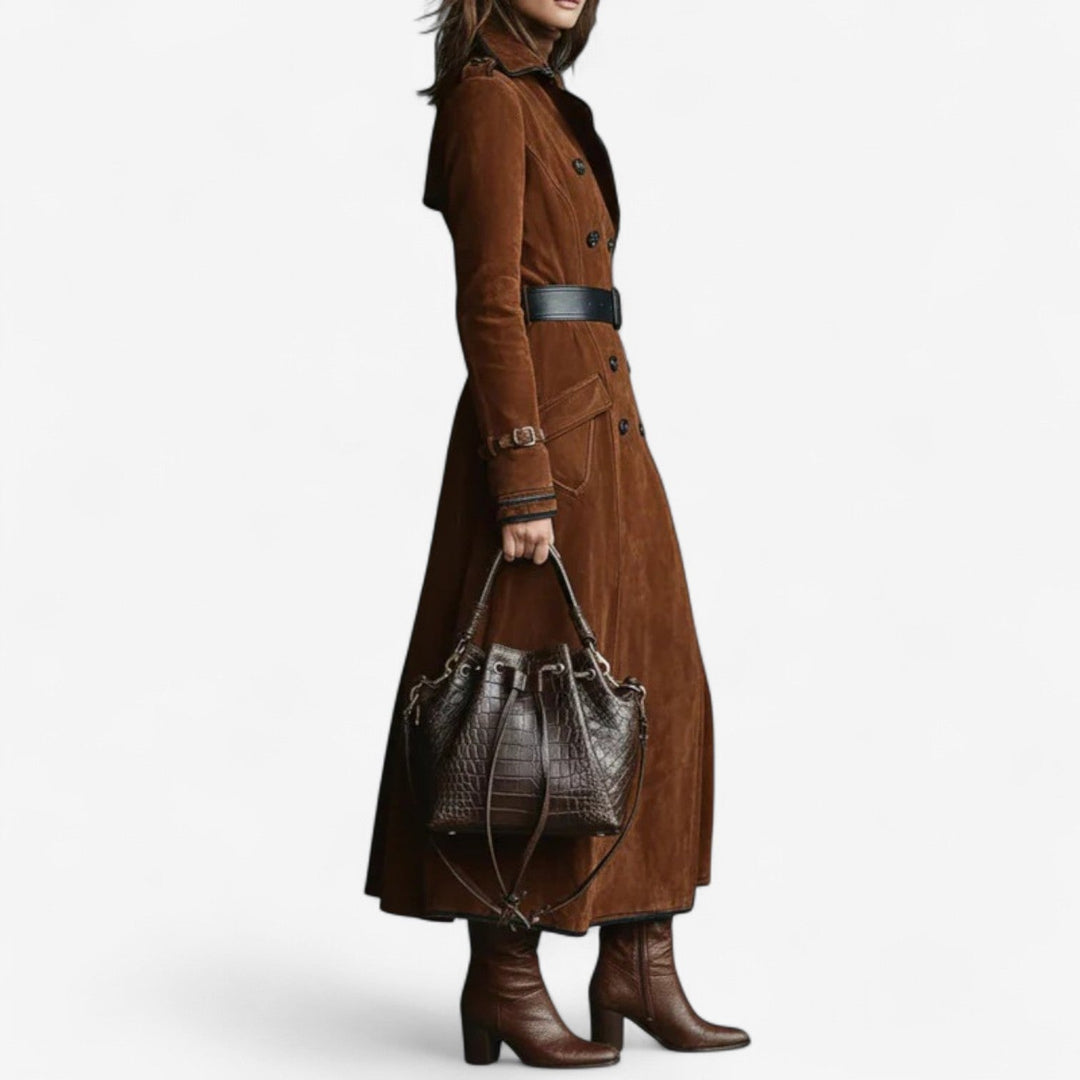 ELARA™|ELEGANT SUEDE TRENCH