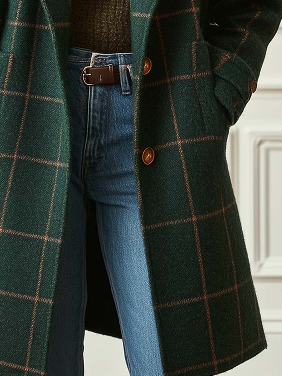GEANNE™|ELEGANT CHECK COAT
