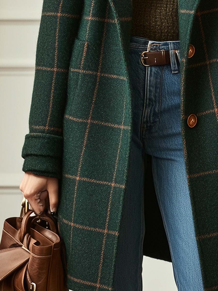 GEANNE™|ELEGANT CHECK COAT
