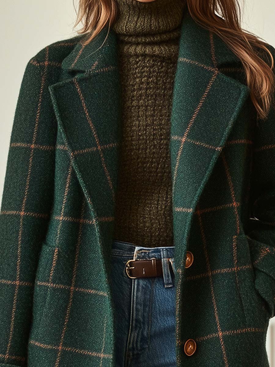 GEANNE™|ELEGANT CHECK COAT